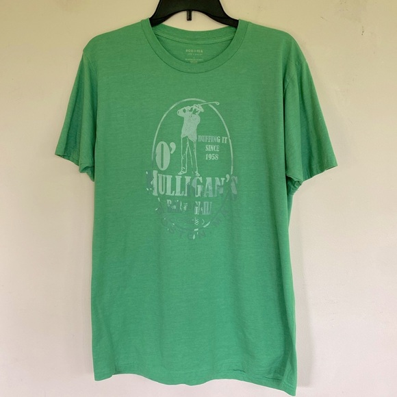Sonoma Men L Short-Sleeve Green Graphic Mulligan’s Bar & Grill Boston Golfer - Picture 1 of 4